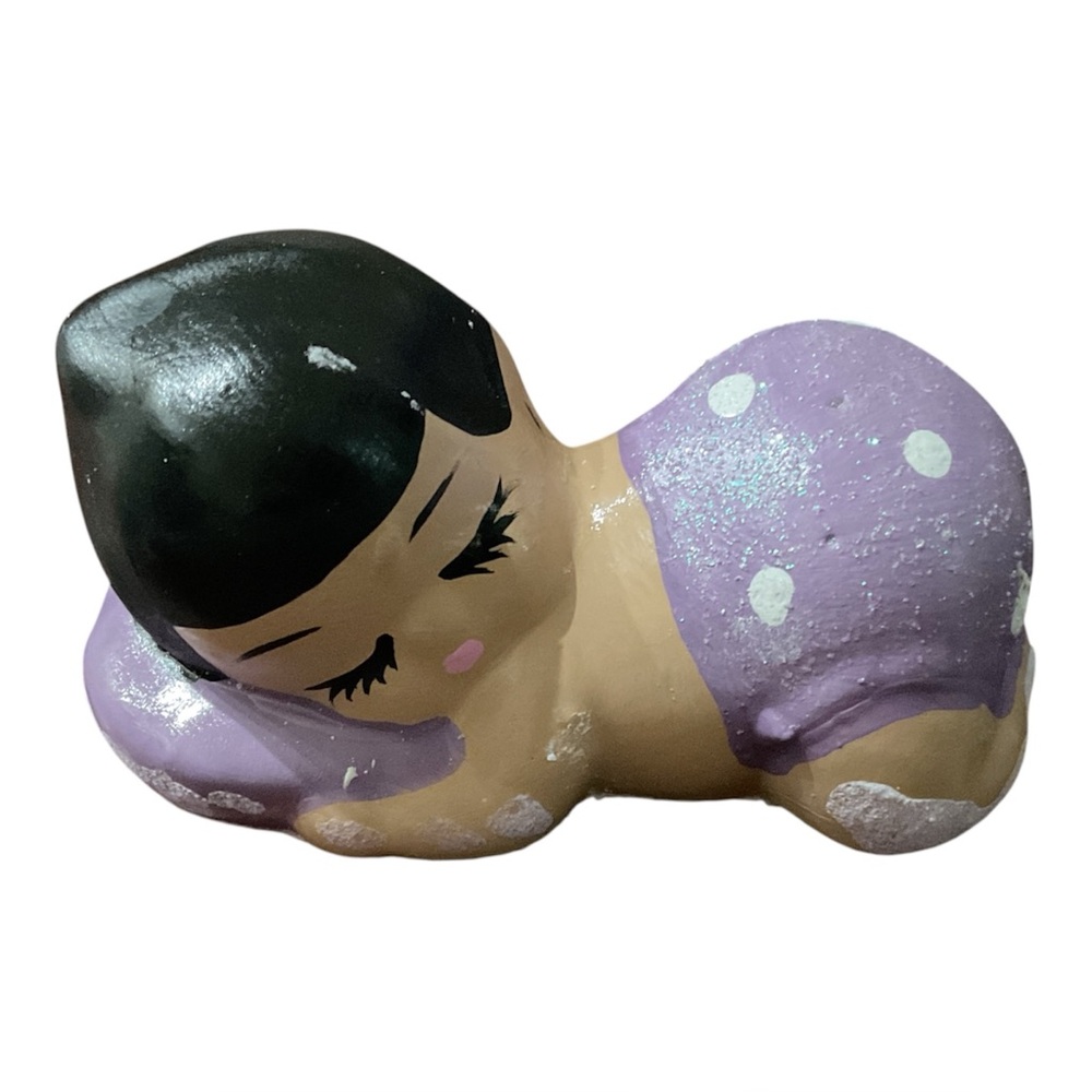 Vintage Sleeping Lady Figurine – Hand Painted Ceramic Decor